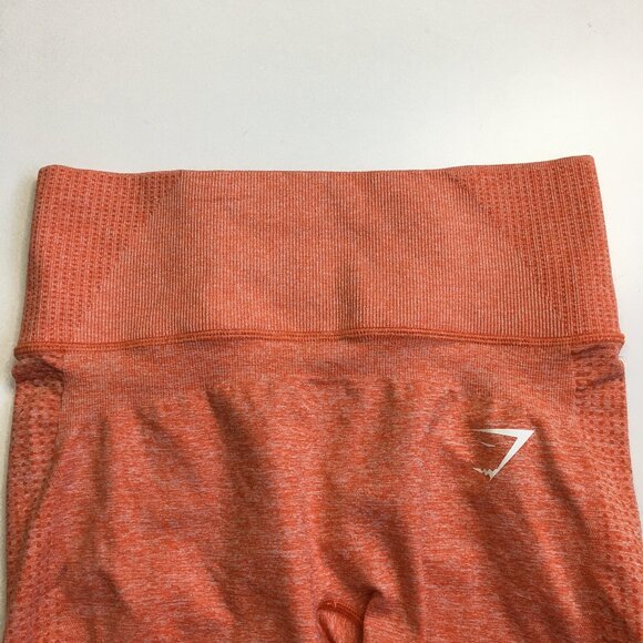 GYMSHARK Orange Zip Pocket Ruching Butt Enhancer Stretch Activewear Legging - Picture 2 of 14